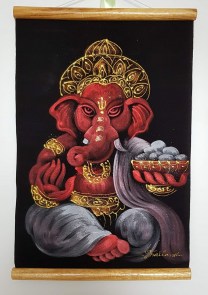 Wandbild mit Ganesha klein rot